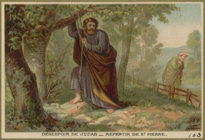 Despair of Judas - Repentance of St Peter by French School