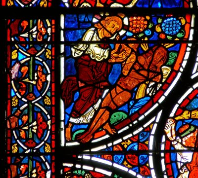 Detail from a Window Depicting the Parable of the Good Samaritan: The Creation of Eve by French School