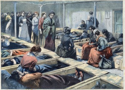 Dormitory of a night asylum in London, England considered a refuge for women, in 