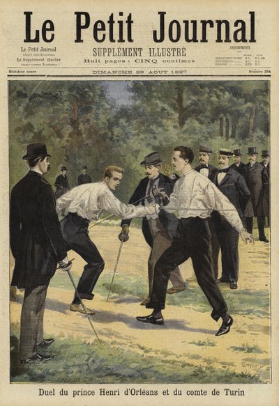 Duel Between Prince Henri of Orleans and the Count of Turin, Vaucresson, France, 1897 by French School