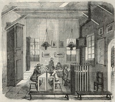 School for Idiots in Bicetre in the 19th Century (Engraving in Tableau-de-Paris by Edmond Texier, 1852) by French School