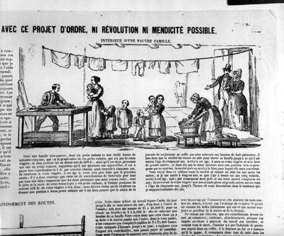 Election Poster Depicting the Interior of a Poor Family by French School