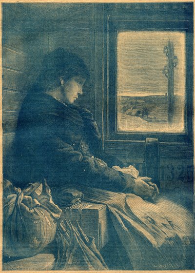 Emigrating in a train. Engraving in La Terre Illustree n°103 of October 20 by French School