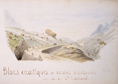 Erratic Blocks and Rocks at the Saint Gothard Pass in the Swiss Alps by French School