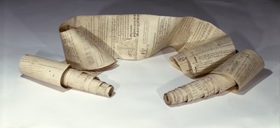 Facsimile of a 13th century roll of parchment used by medieval monks by French School