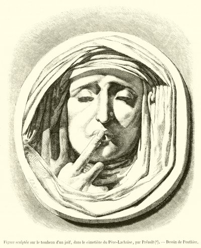 Sculpted Figure on the Tomb of a Jew in the Pere-Lachaise Cemetery by French School