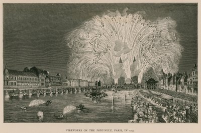 Fireworks on the Pont-Neuf, Paris, in 1745 by French School