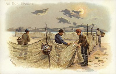Fishermen and Nets by French School