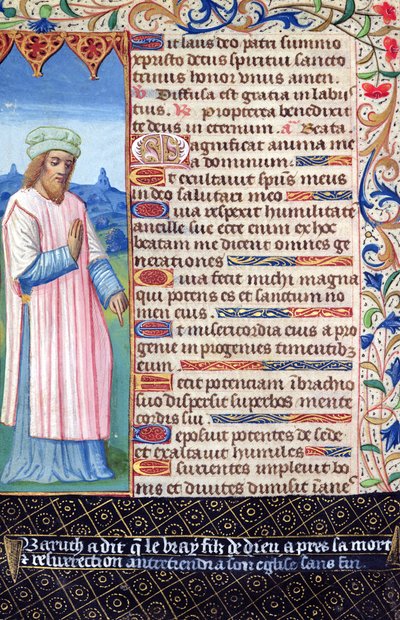 Text of the Magnificat with a portrait of Baruch from Heures a lUsage de Rome by French School