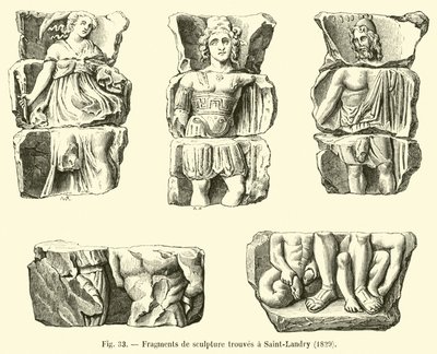Fragments of Sculpture Found at Saint-Landry by French School