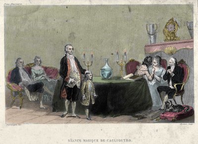 Freemasonry: Seance of magic by Giuseppe Balsamo, known as Alexander, Count of Cagliostro (1743-1795). Engraving from 