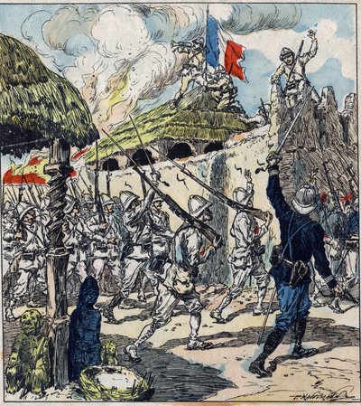 French expedition to Dahomey (now Benin). French troops entered Abomey on November 17 by French School