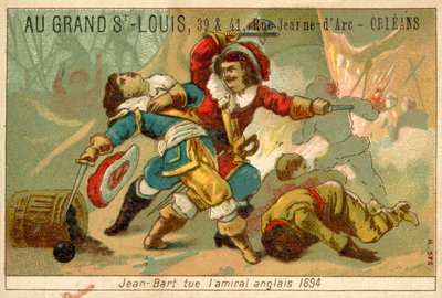 French naval commander and privateer killing an English admiral, 1694 by French School