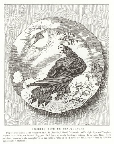 French Satirical Plate, 1868 by French School