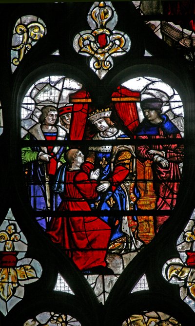 From window, the life of St Romain: a prisoner is received by the king by French School