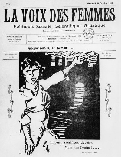 Front Cover of La Voix des Femmes, published in Paris, October 1917 by French School