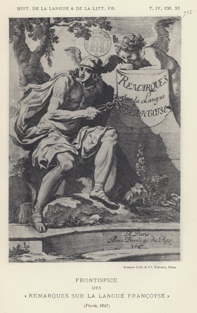 Frontispiece of Remarks on the French Language, Paris by French School