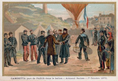 Gambetta Leaves Paris in the Hot Air Balloon Armand-Barbes by French School