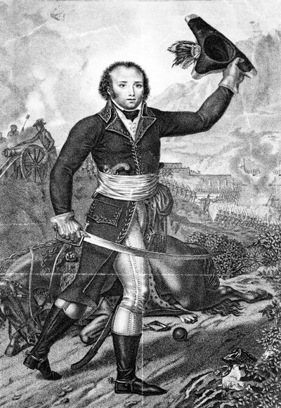 General Alexandre Dumas in French Republican uniform on the battlefield, c.1797 by French School