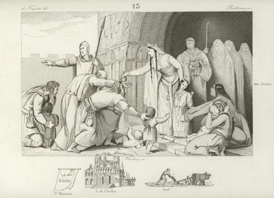 Giving alms to the poor, reign of Chlothar III, King of Neustria and Burgundy, 7th Century by French School
