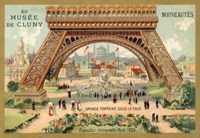 Grand fountain beneath the Eiffel Tower, Exposition Universelle, Paris by French School