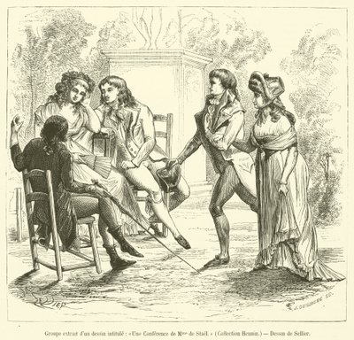 Group Extracted from a Drawing Titled, A Conference of Madame de Stael, Hennin Collection by French School