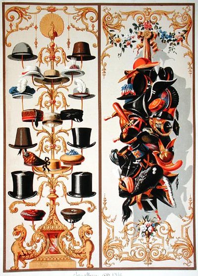 Hats, plate from an instruction manual for commercial artists by French School