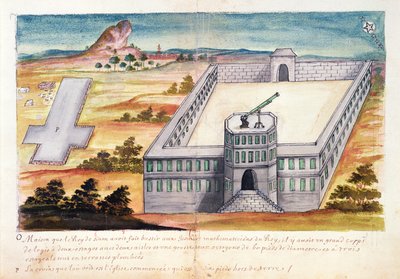 House and Observatory built by the King of Siam for the Jesuit mathematicians, from an account of the Jesuits in Siam by French School