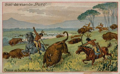 Hunting Buffalo in North America by French School