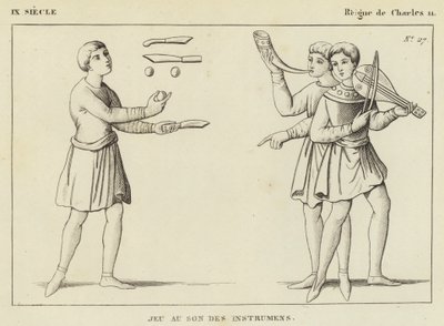 9th Century, Reign of Charles II, Game to the Sound of Instruments (engraving) by French School