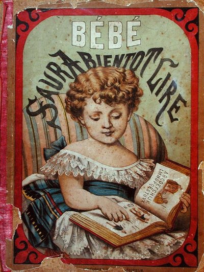 Illustration of a Child Learning to Read by French School