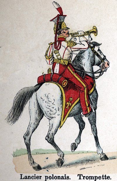 Imperial Guard Napoleon I: Polish Lancer - Trumpet. Plate from the book Les Uniforms de l