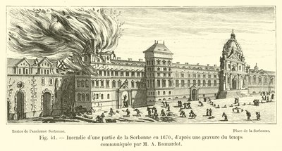 Fire in a Part of the Sorbonne in 1670, after an Engraving of the Time Communicated by M. A. Bonnardot by French School