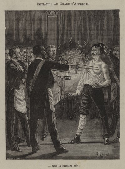 Initiation to the degree of apprentice. "Let there be light!" by French School