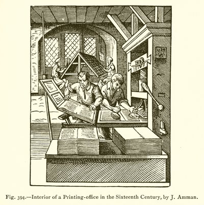 Interior of a Printing Office in the Sixteenth Century by French School