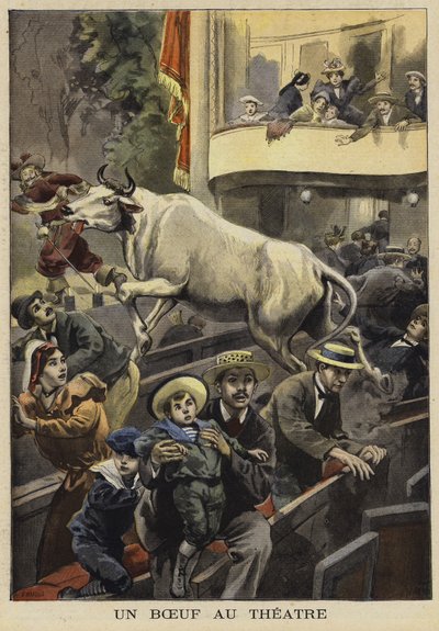 Interruption of a Theatre Performance by a Bullock, Villefranche-de-Lauragais, France, 1897 by French School