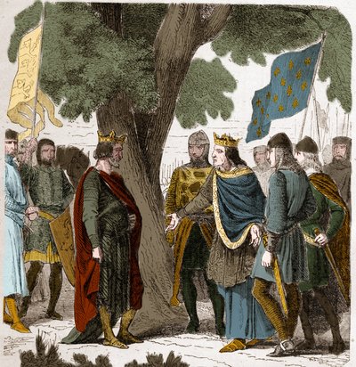 Interview of Gisors in Upper Normandy between King Philippe Auguste and King Henry II Plantagenet of England (1133-1189) in 1188 by French School