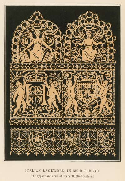 Italian Lacework, in Gold Thread by French School