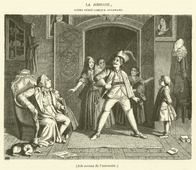 Job Returns from University (engraving) by French School