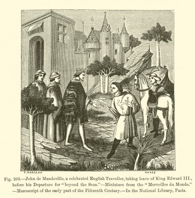 John de Mandeville, a celebrated English Traveller, taking Leave of King Edward III, before his Departure for "beyond the Seas" by French School
