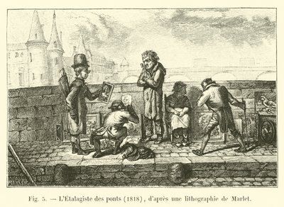 The Stallholder of the Bridges, 1818, after a lithograph by Marlet by French School