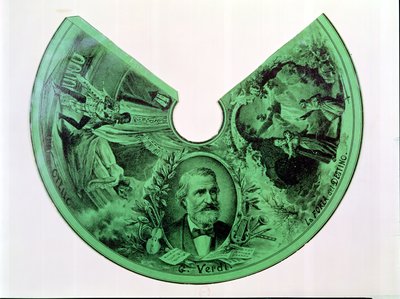 Lampshade Decorated with a Portrait of Giuseppe Verdi (1813-1901) and Scenes from Othello and The Force of Destiny by French School