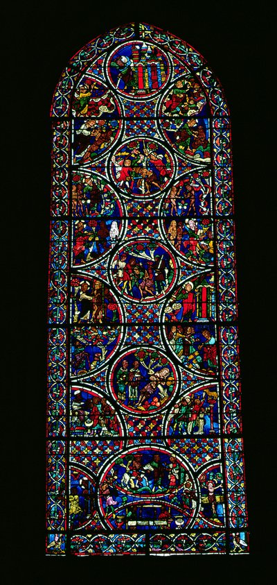 Lancet Window Depicting the Parable of the Good Samaritan by French School