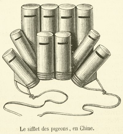 The Whistle of Pigeons, in China (engraving) by French School
