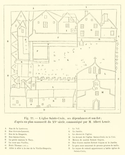 The Church of Sainte-Croix, Its Dependencies and Its Islet; after a Manuscript Plan of the 15th Century, Communicated by M. Albert Lenoir by French School