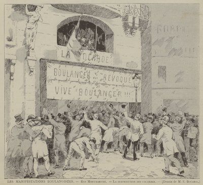The Boulangist Demonstrations, Rue Montmartre, The Distribution of Cockades by French School