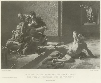 Locusta in the presence of Nero trying the poison prepared for Britannicus (engraving) by French School