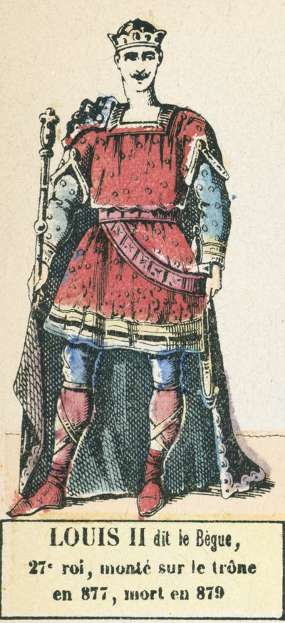 Louis II called the Stammerer, 27th King, ascended the throne in 877, died in 879 by French School