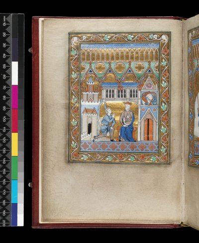 MS 300 f.IIIv, David, shown twice, learns of Absalom’s death, from the Psalter and Hours of Isabella of France, Paris, c.1265-70 by French School