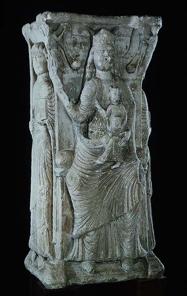 Madonna and Child, relief from a rectangular pillar by French School